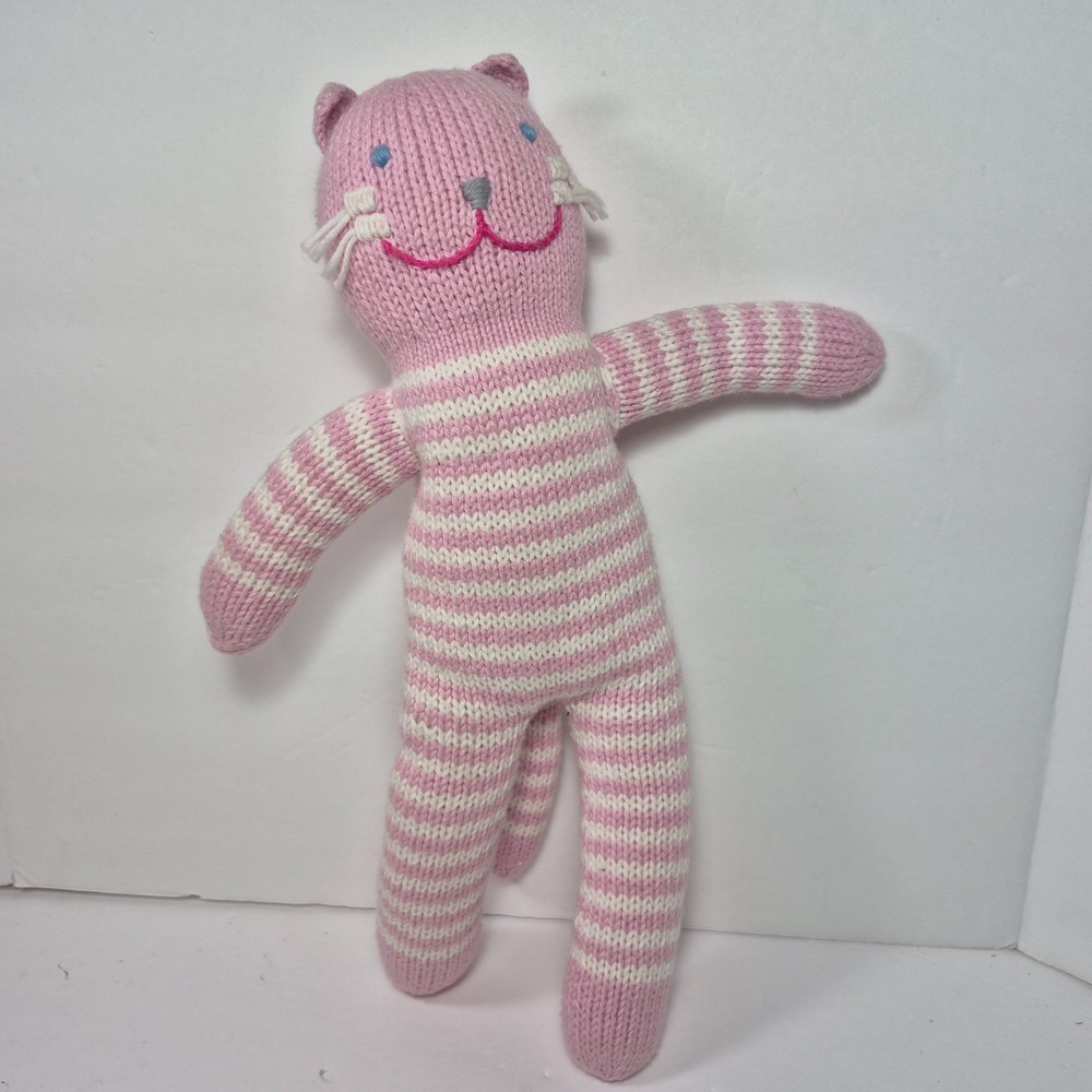 Blabla Rose the Pink Cat Kitty Kitten Knit 12" Plush Doll Made In Peru